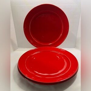 🔥Pottery Barn Cambria Red Dinner Plate 11 3/4”Hand Crafted in Portugal Set of 3